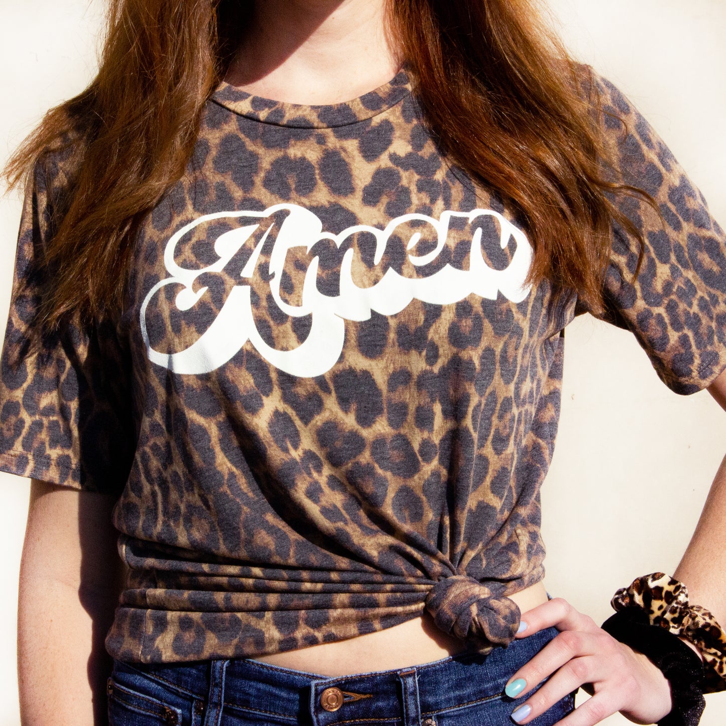 "Amen" Leopard Top