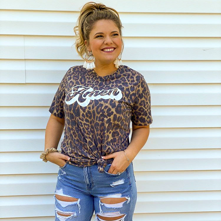 "Amen" Leopard Top