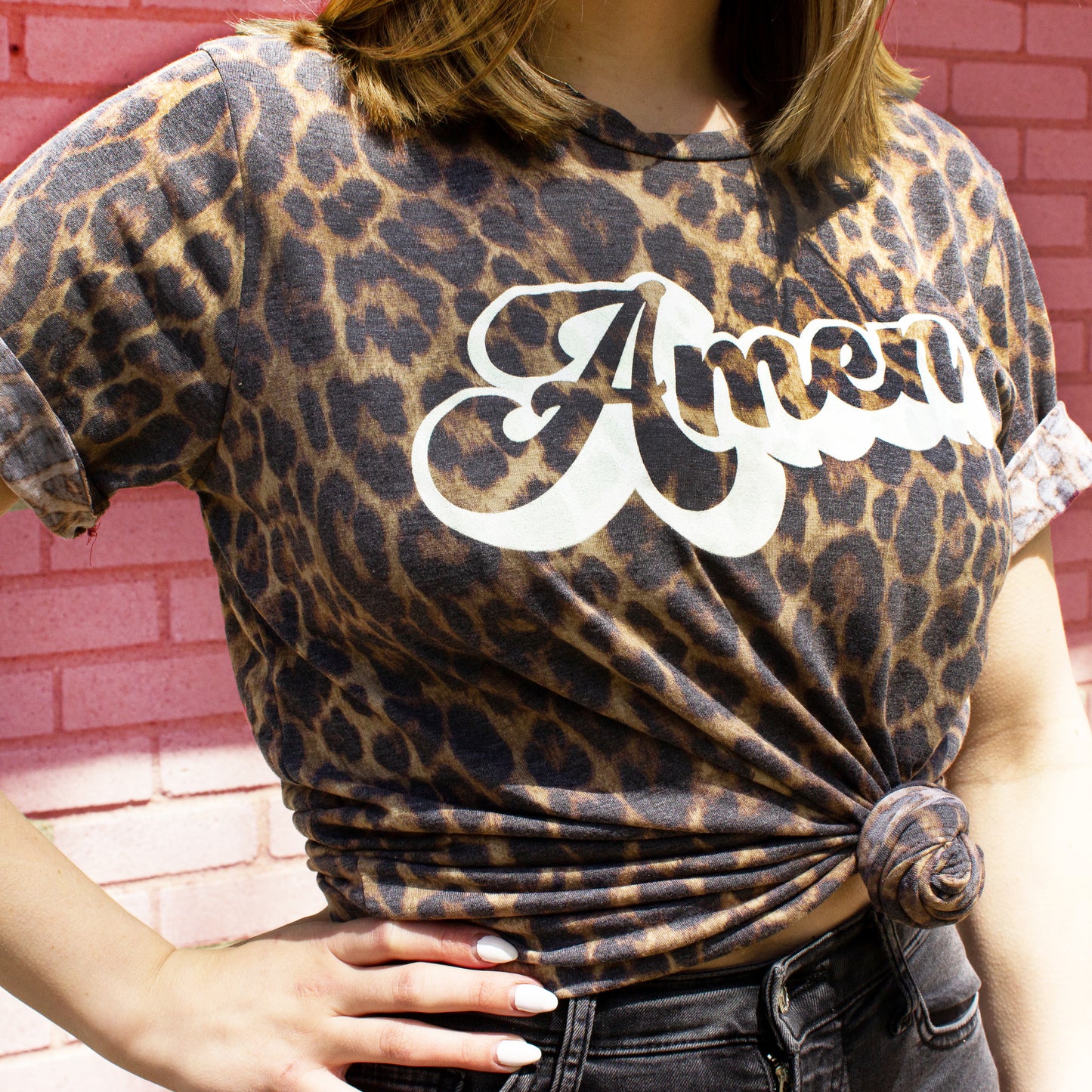 "Amen" Leopard Top