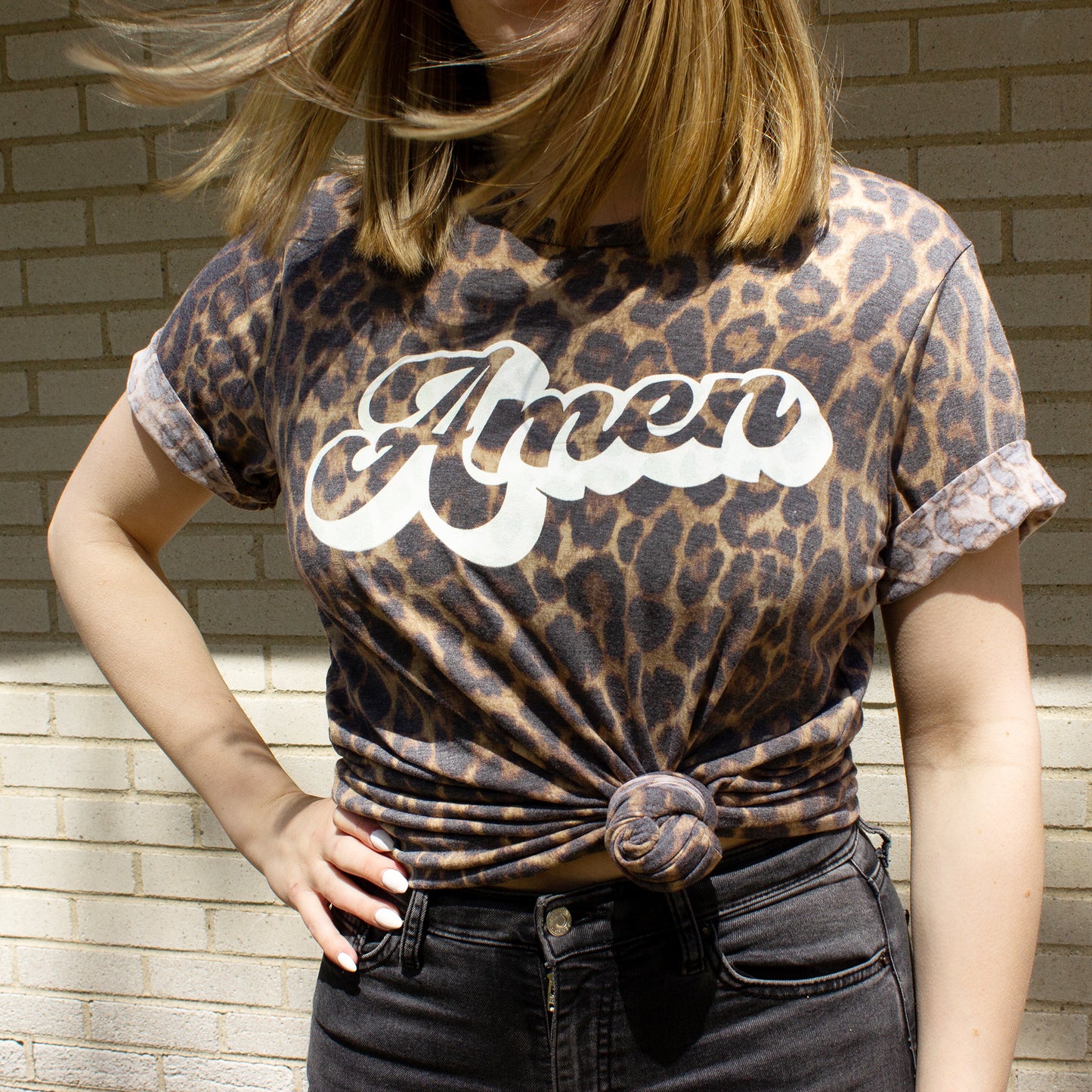 "Amen" Leopard Top