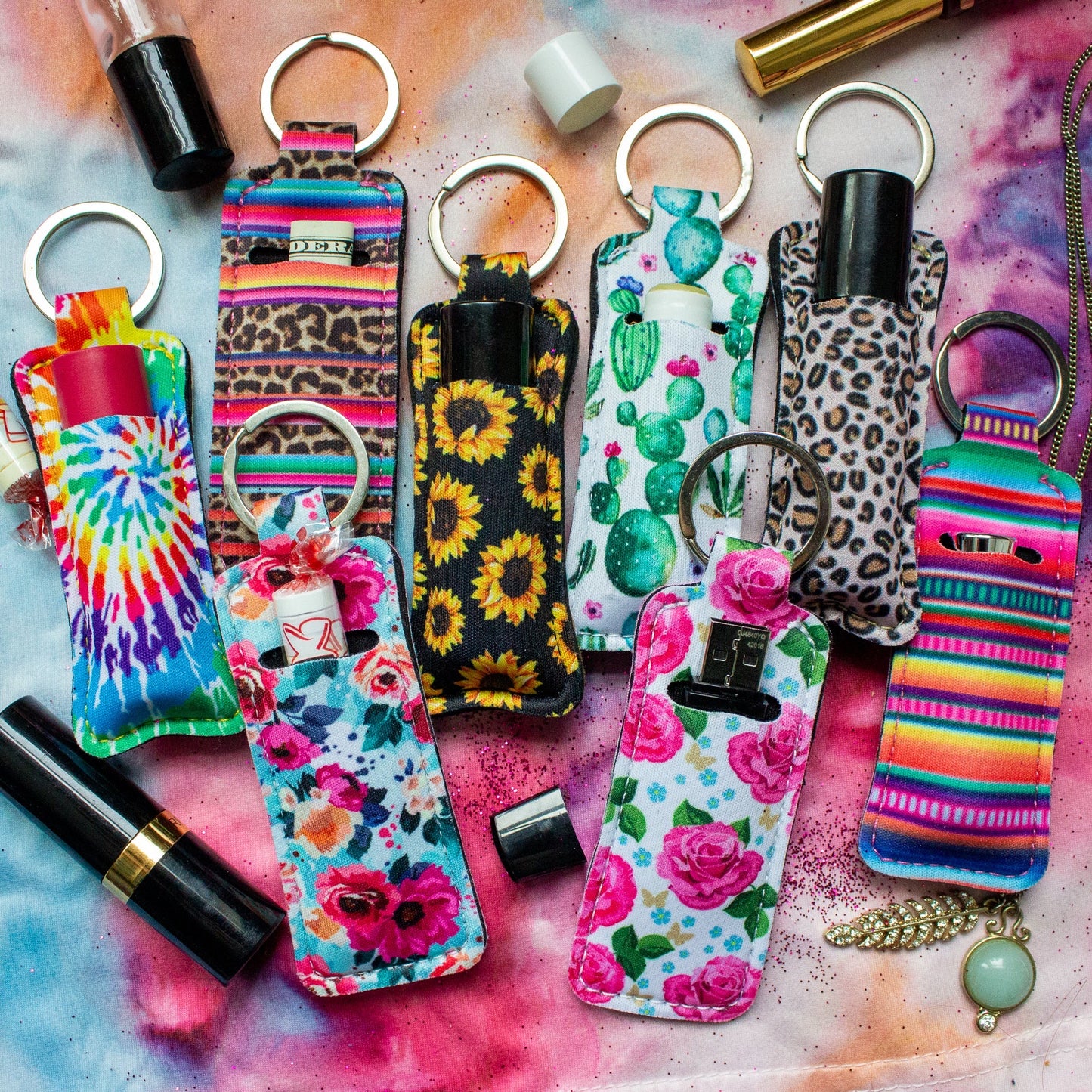 Patterned Lip Balm Keychains