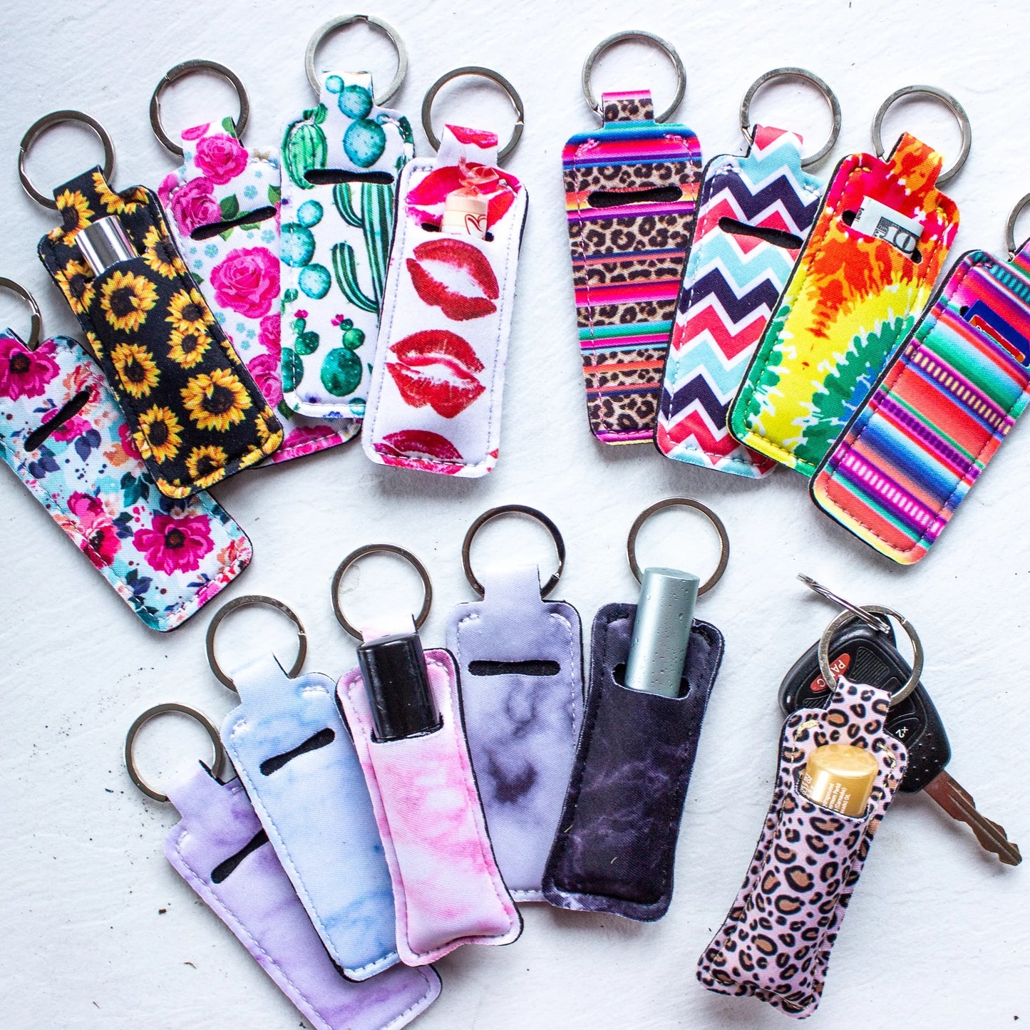 Patterned Lip Balm Keychains