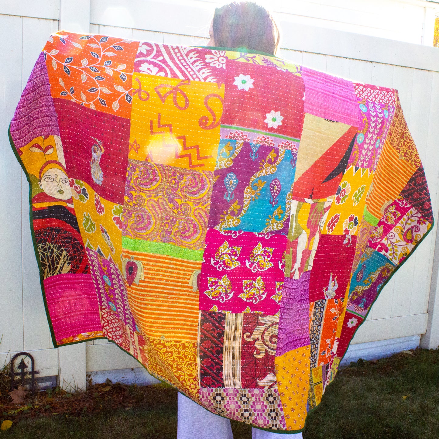 Reversible Kantha Henley Blanket | FAIR TRADE