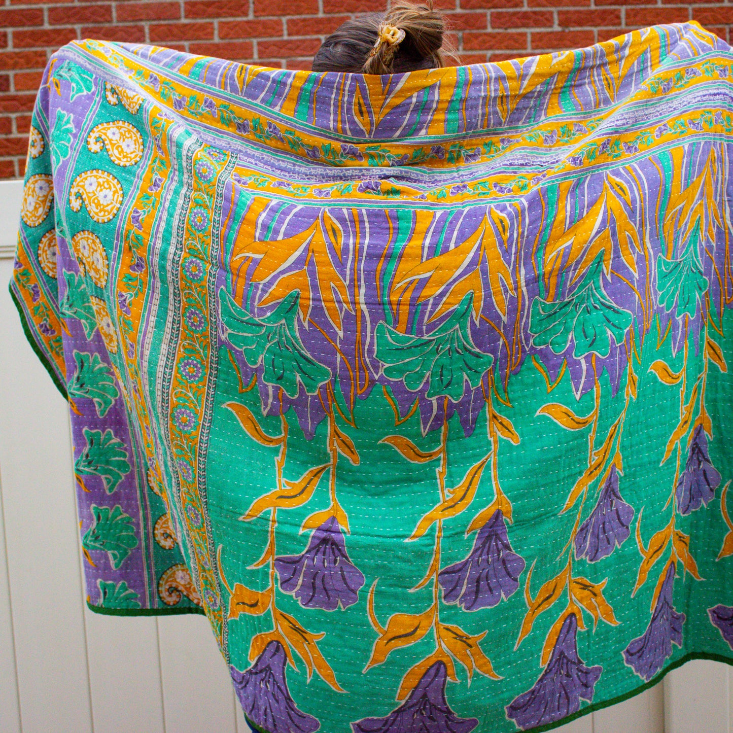 Reversible Kantha Henley Blanket | FAIR TRADE