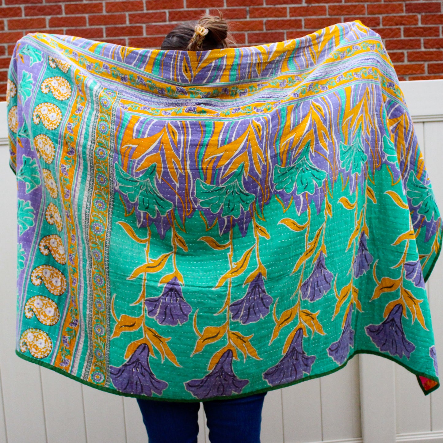 Reversible Kantha Henley Blanket | FAIR TRADE