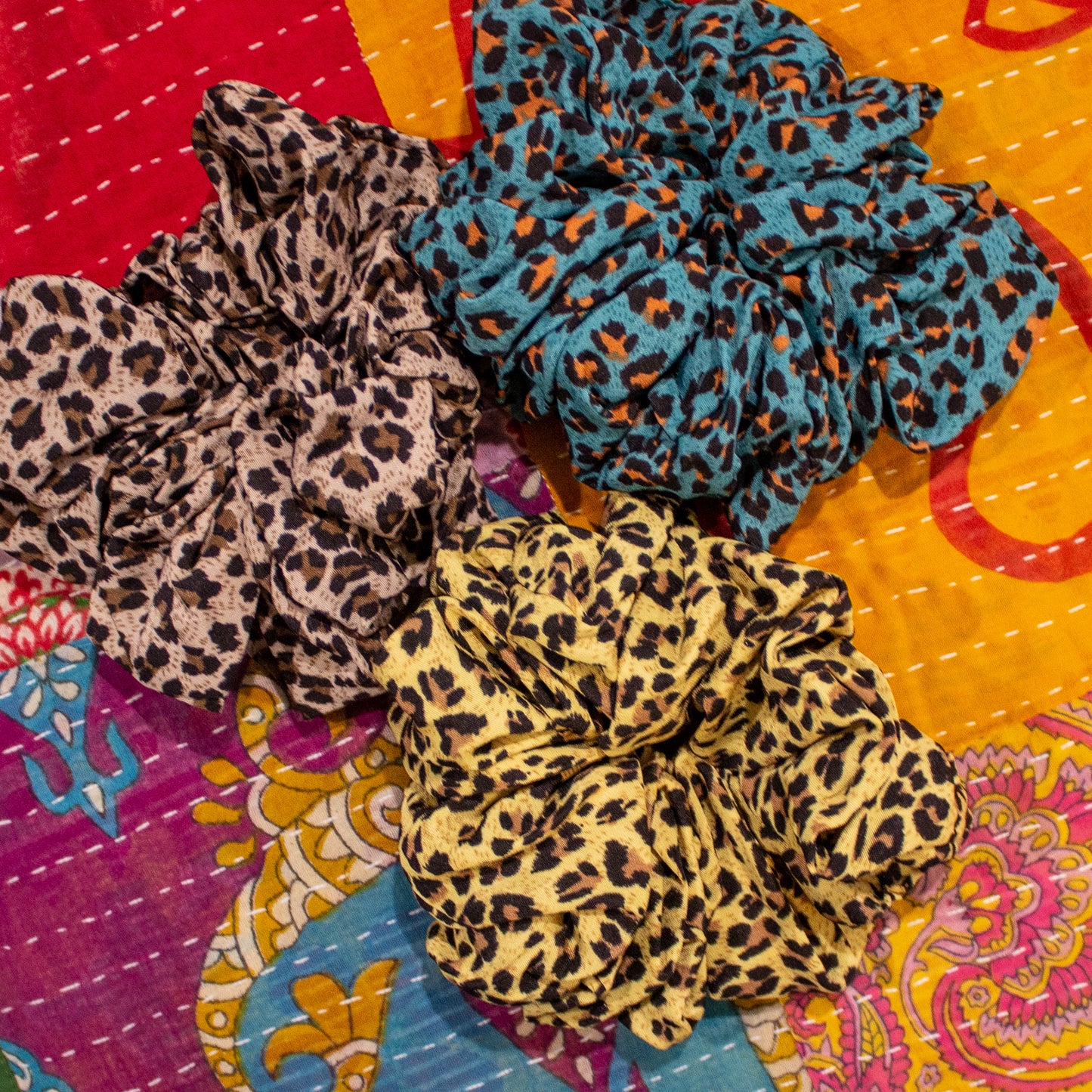 Monica Thick Hair Leopard Scrunchies | 3 Colors